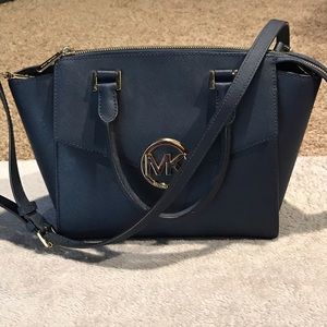 Michael Kors Blue Saffiano Leather Crossbody
